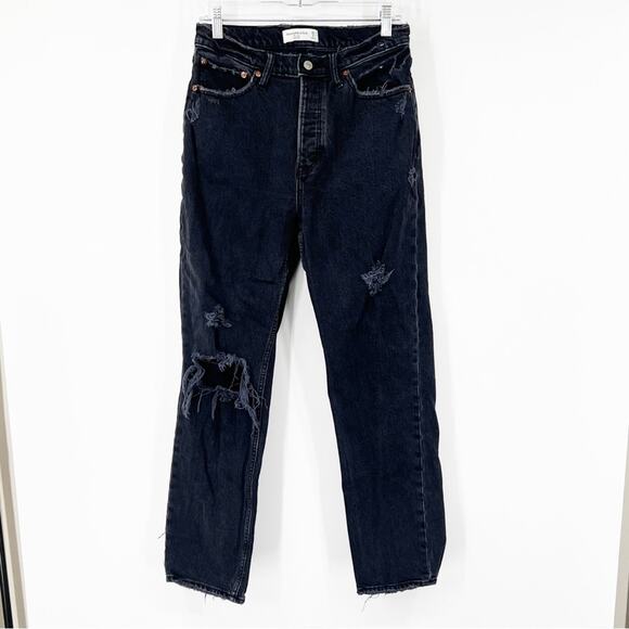 Abercrombie & Fitch The Dad High Rise Jeans Button Fly Distressed - Picture 1 of 7